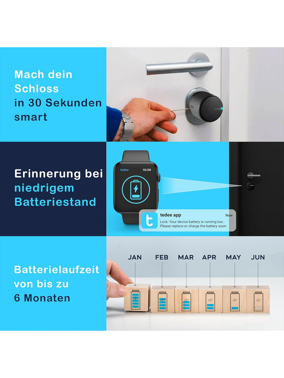 tedee Lock GO 2 smartes Türschloss mit Bridge via Bluetooth & App iPhone & Android