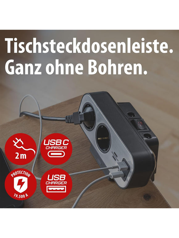 Brennenstuhl Estilo Duplex Tischsteckdosenleiste mit Schalter Überspannungsschutz