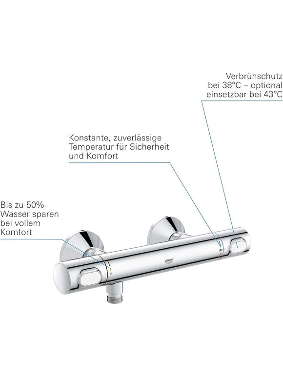 GROHE Precision Flow Thermostat-Brausebatterie Chrom 34840000
