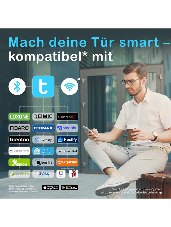 tedee Lock GO 2 smartes Türschloss mit Bridge via Bluetooth & App iPhone & Android