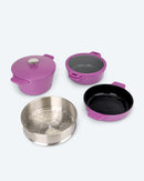 Kochgeschirr-Set 6tlg. Topf Pfanne Edelstahl Induktionsboden Backofen Stapelbar-3