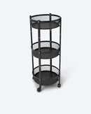 Organizer-Rollwagen mit Bambusdeckel 360°-Rollen 88 cm Faltbar Schwarz-2