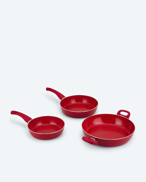 Pfannenset Plus 3tlg Keramikbeschichtung mit Induktionsboden & Soft-Touch-Griffe