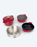 Kochgeschirr-Set 6tlg. Topf Pfanne Edelstahl Induktionsboden Backofen Stapelbar-4