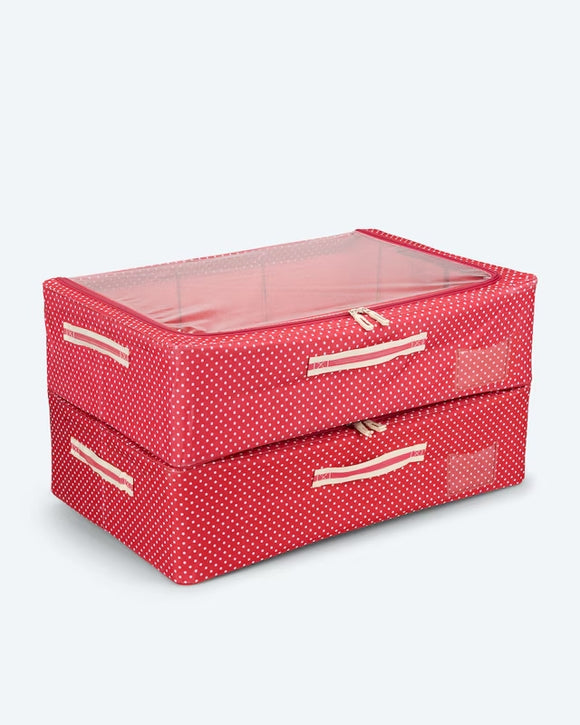 2x Unterbett Aufbewahrungsbox 2-Wege-Reißverschluss mit Sichtfenster 38L Volumen