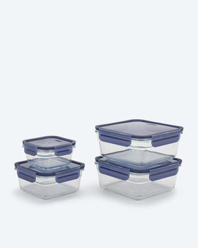 Kaufen violett Frischhaltedosenset 4,5L 4tlg Hartglas Ofen &amp; Mikrowelle bis 230°C BPA-frei