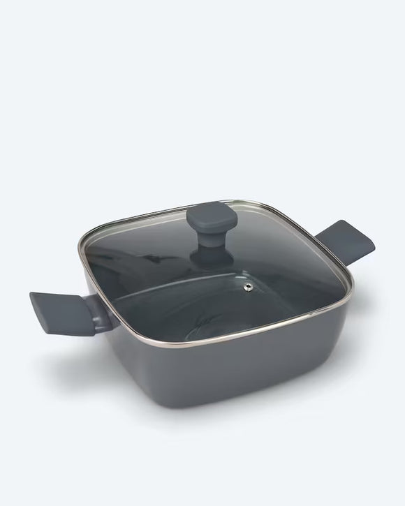 Viereckpfanne mit Glasdeckel Braten Fleisch Gemüse Soft-Touch-Griffe Induktion