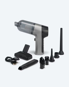 Akku Mini-Staubsauger mit Gebläse 2 Saugleistungsstufen mit Zubehör Grau