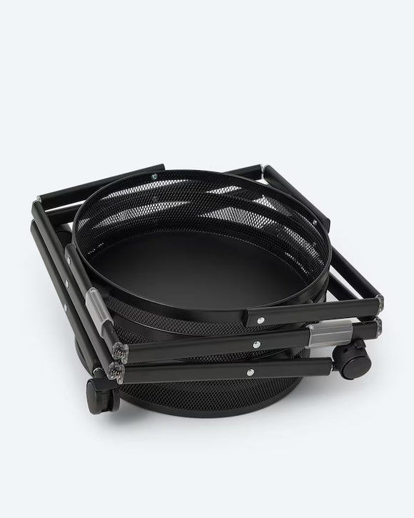 Organizer-Rollwagen mit Bambusdeckel 360°-Rollen 88 cm Faltbar Schwarz