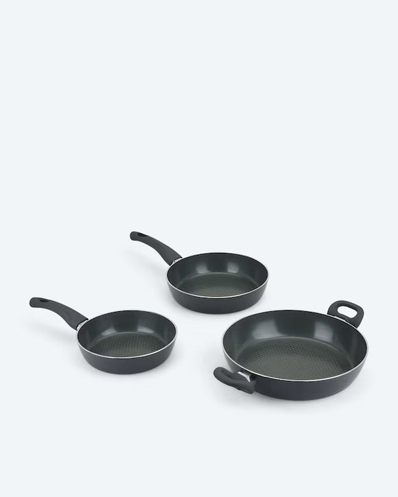 Pfannenset Plus 3tlg Keramikbeschichtung mit Induktionsboden & Soft-Touch-Griffe