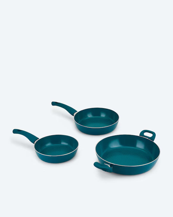 Pfannenset Plus 3tlg Keramikbeschichtung mit Induktionsboden & Soft-Touch-Griffe