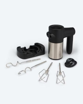 Akku Handrührgerät mit 7 Stufen mit 2 Knet- und 2 Rührhaken 60-150 W LED-Anzeige