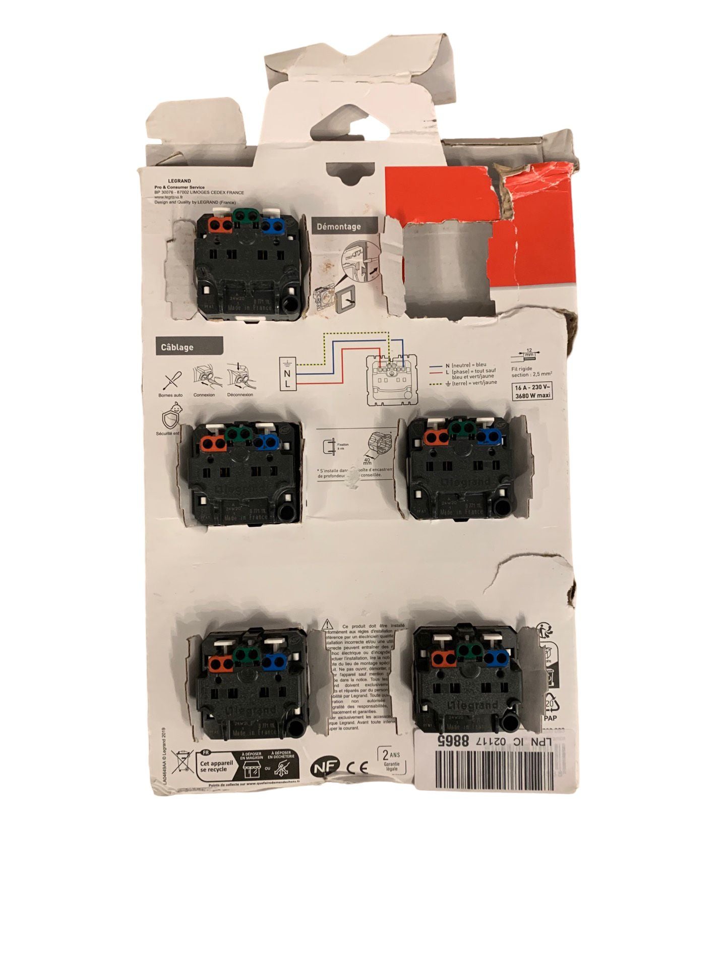 LEGRAND – Mosaic Aufputz-Erdungssteckdose – 2P+T Steckdose Abdeckplatte 5er Set