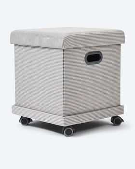 Kaufen grau Sitz- und Aufbewahrungshocker Kord mit Rollen Faltbar Traglast bis 150 kg