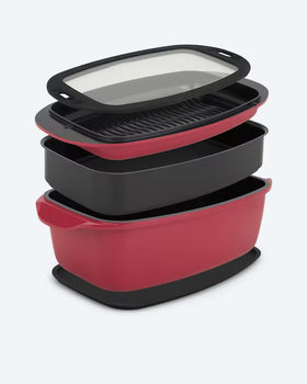 Kaufen rot 7in1 Bräter für Fleisch Gemüse Antihaftbeschichtung Induktion aus Aluguss