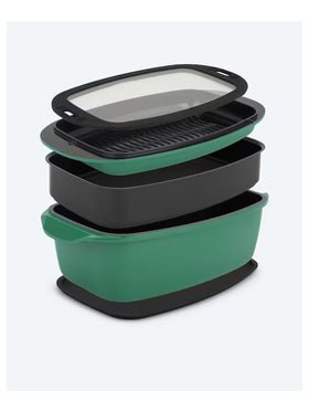 Kaufen dunkelgrun 7in1 Bräter für Fleisch Gemüse Antihaftbeschichtung Induktion aus Aluguss