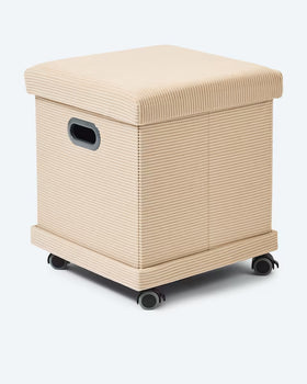 Kaufen beige Sitz- und Aufbewahrungshocker Kord mit Rollen Faltbar Traglast bis 150 kg