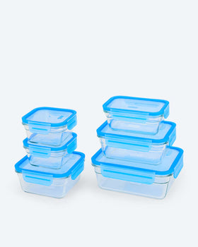 Kaufen blau Glasdosen-Set 6tlg. Glas Backofen Mikrowelle Auslaufsicher &amp; Luftdicht BPA-frei