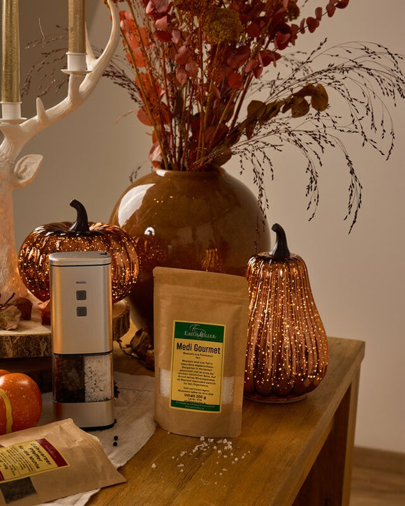 2in1-Akku-Salz- & Pfeffermühle Gewürzmühle mit Ladekabel und Bürste Silber