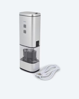 2in1-Akku-Salz- & Pfeffermühle Gewürzmühle mit Ladekabel und Bürste Silber