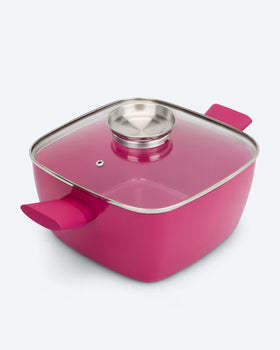 Kaufen rosa Viereckpfanne mit Aromadeckel Dampfablassfunktion Braten Schmoren Garen Induktion