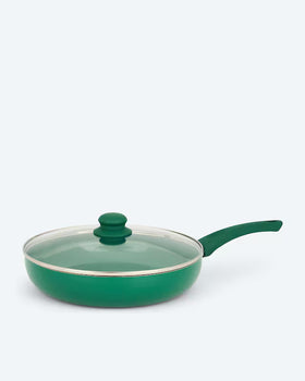 Kaufen grun Bratpfanne Pfanne 28 cm mit Glasdeckel Induktion Aluminium mit Soft-Touch-Griff