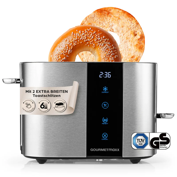GOURMETmaxx Toaster 2 Scheiben Doppelschlitz Toast Brot Röster mit Touch Display