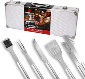 Landmann Grillbesteck-Set 6-teilig Grillkoffer Edelstahl Silber 35 cm