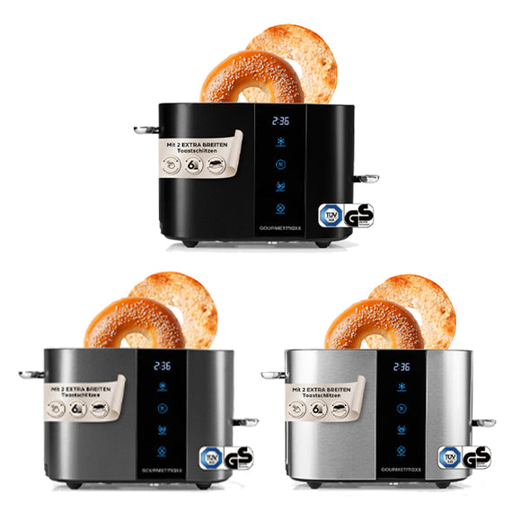 GOURMETmaxx Toaster 2 Scheiben Doppelschlitz Toast Brot Röster mit Touch Display