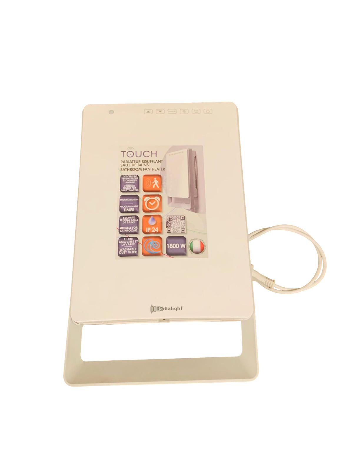 Radialight Digitaler Wand-Heizlüfter TOUCH mit Handtuchstange Perlgrau TBSLI003