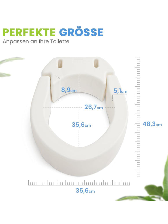 HEAO Toilettensitzerhöhung 10 cm WC Sitzerhöhung Rutschfest Klappbar Weiß