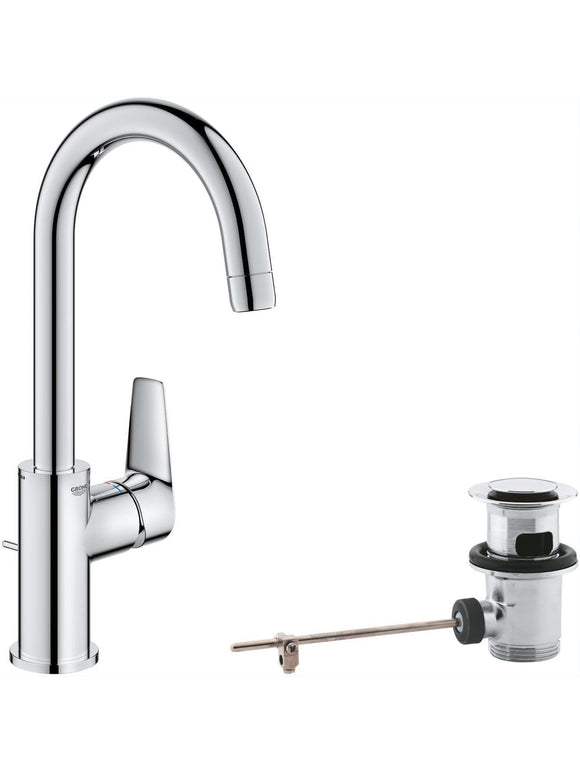 GROHE StartEdge Waschtischarmatur L-Size Wassersparend mit Zugstangen-Ablauf