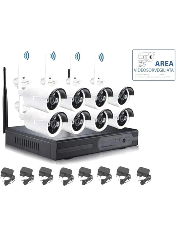 Wireless Full HD Videoüberwachungssystem 8 Kanäle mit 8 Kameras IP-Anschluss