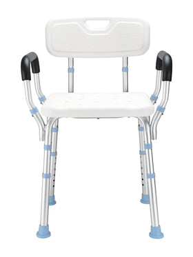 HEAO Duschstuhl mit Rückenlehne und Armlehnen höhenverstellbar 41-53cm bis 136kg