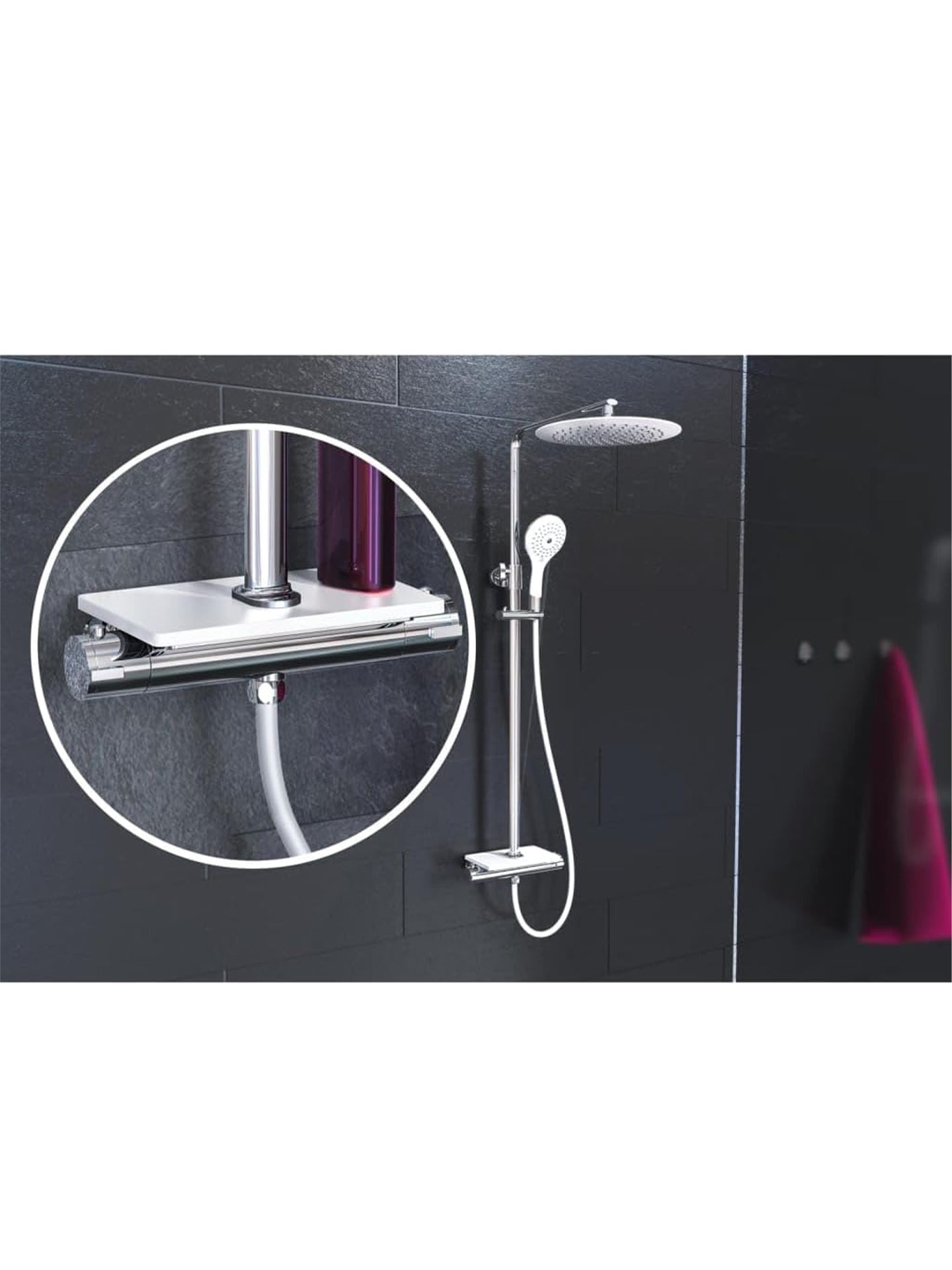 EISL GRANDE VITA Duschsystem Duscharmatur mit Thermostat und Ablage Regendusche