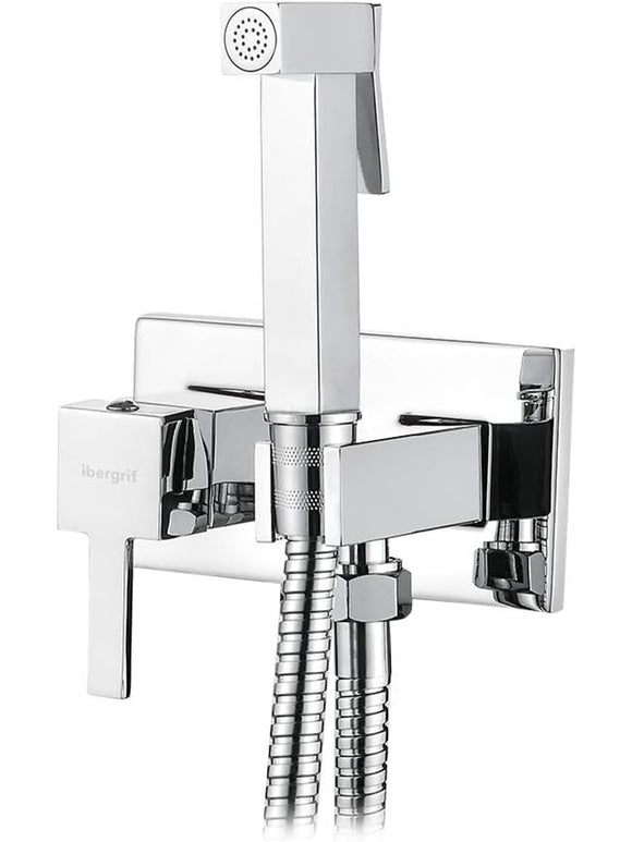 Ibergrif M22011 WC-Bidet Handbrause Set mit Dusche und Halter Unterputz Eckig