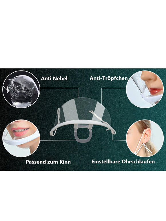 10 Stück Transparent Mundschutz Gesichtsschutz Nasenschutz Visier Schild