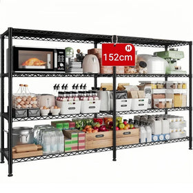 4-stufiges Höhenverstellbares Schwerlastregal 152x35,5x152 cm bis 544kg Schwarz