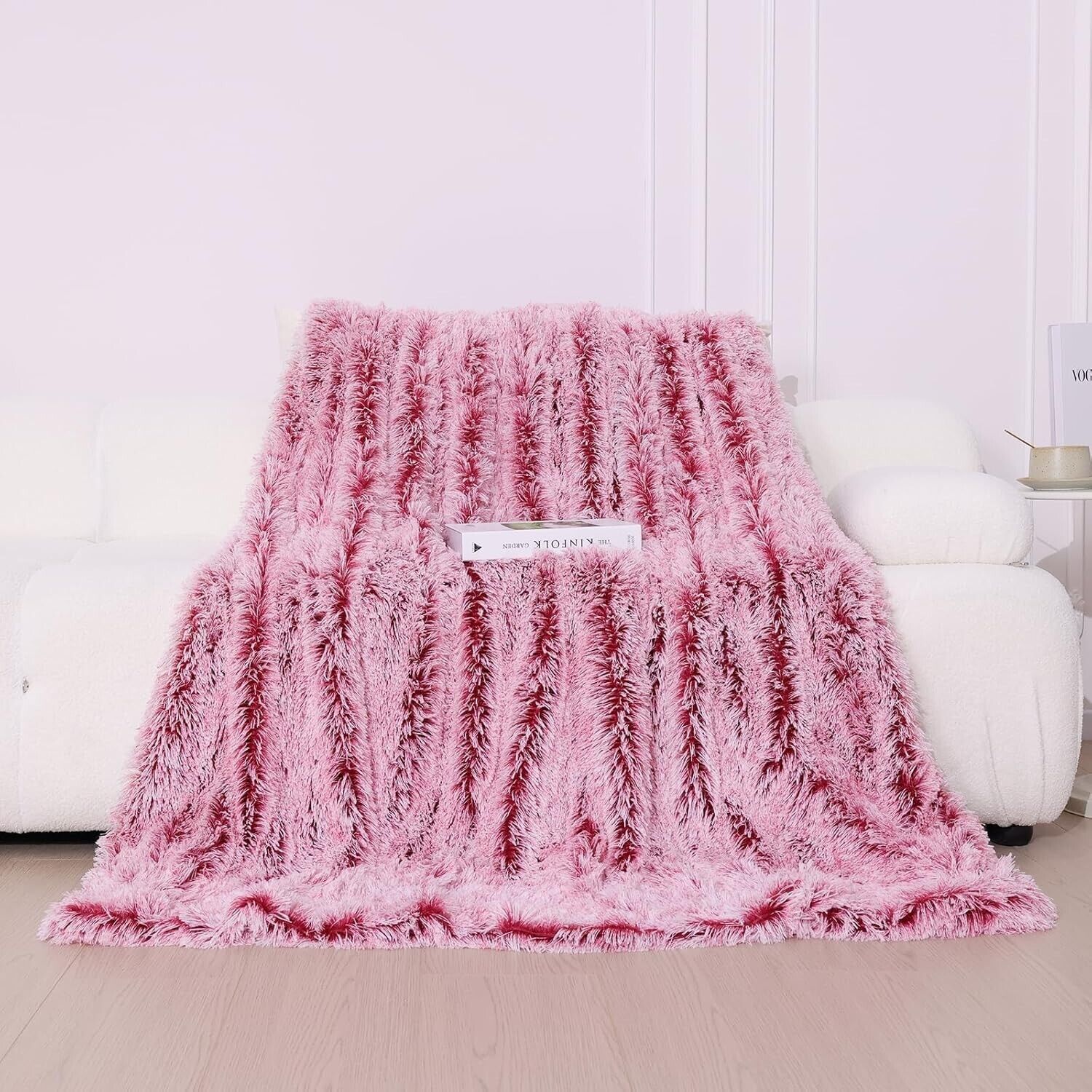 KANKAEU Kuscheldecke Fleecedecke Flauschig 160x200 cm Super Weich Rot Weiß