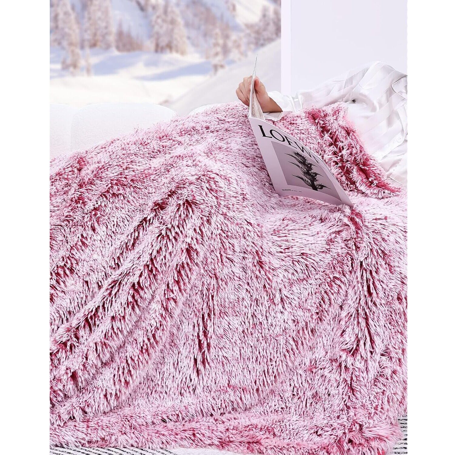 KANKAEU Kuscheldecke Fleecedecke Flauschig 160x200 cm Super Weich Rot Weiß