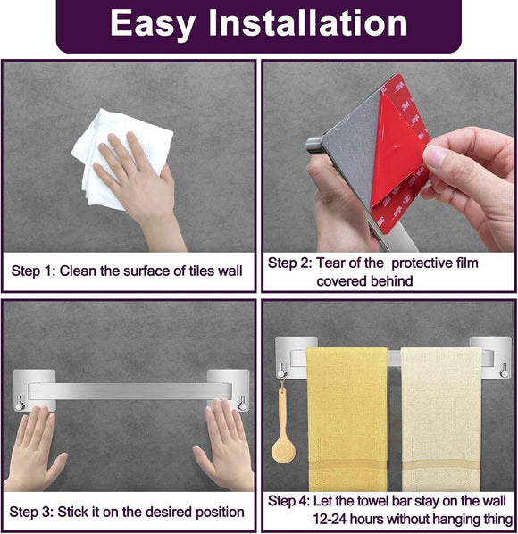 Oriware Handtuchhalter mit Zwei Haken Selbstklebend 44cm NEU