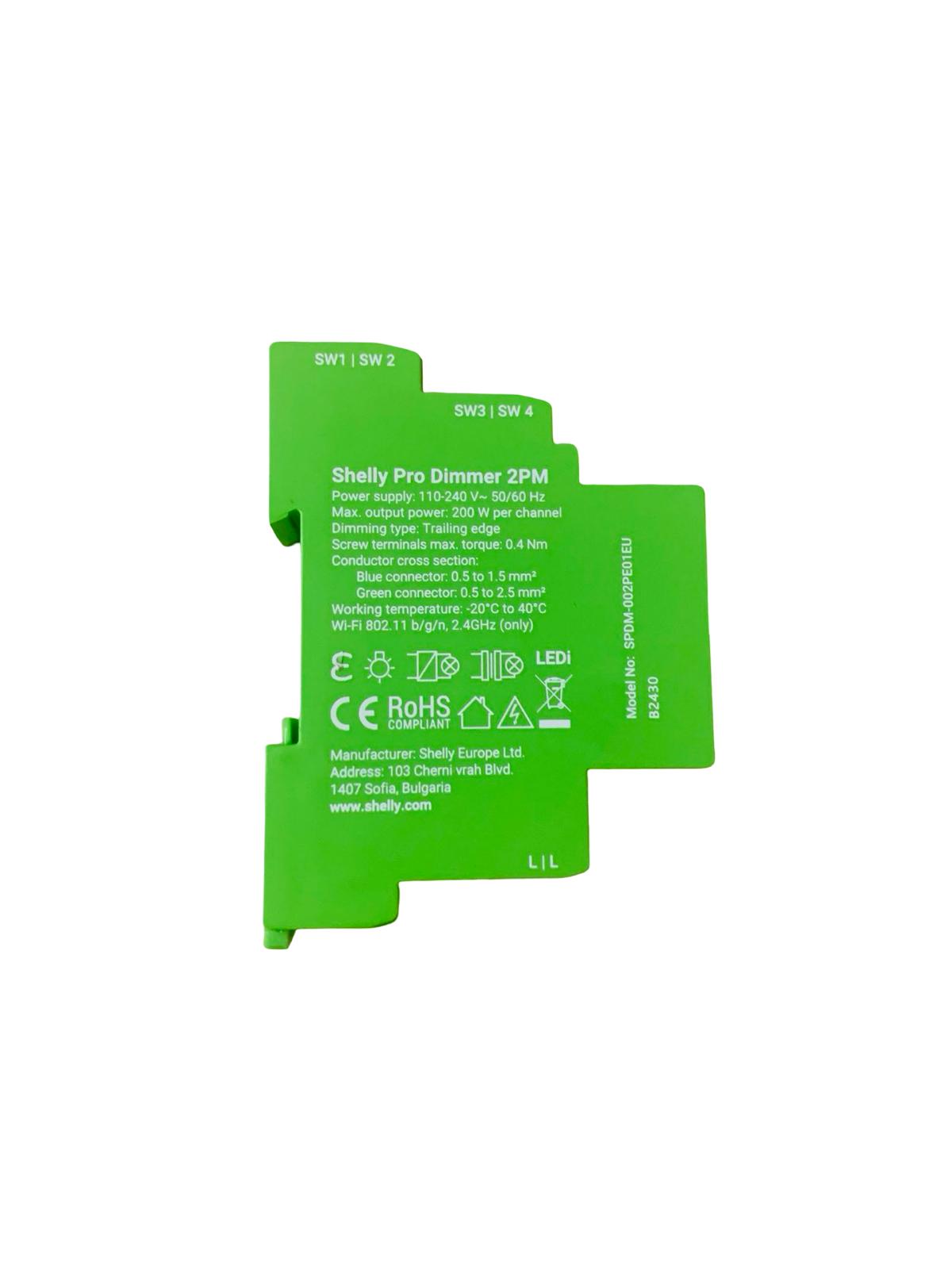 Shelly Pro Dimmer 2PM 2-Kanal-DIN-Hutschienen-Smart-Dimmer LAN, WLAN Bluetooth