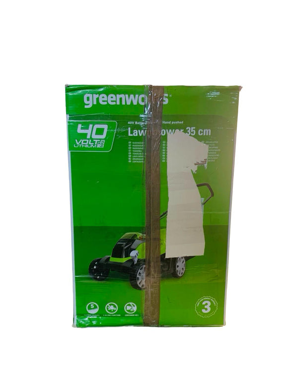 Greenworks 40V Kabelloser Akku Rasenmäher bis 400 m² mit 2x 40 V Akkus Ladegerät