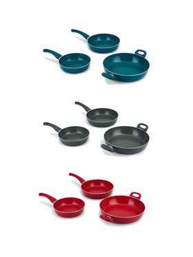 Pfannenset Plus 3tlg Keramikbeschichtung mit Induktionsboden & Soft-Touch-Griffe