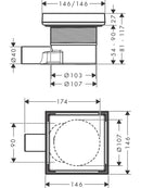 hansgrohe 56249670 RainDrain Point Punktablauf 150/150 Rückseitig Befliesbar-8
