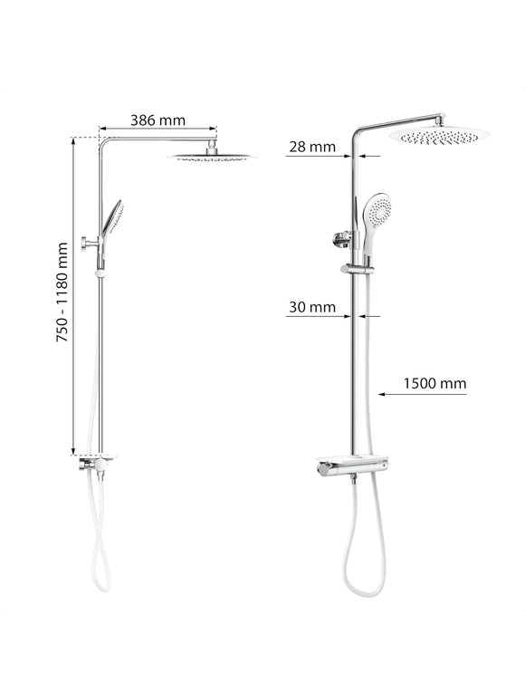 EISL GRANDE VITA Duschsystem Duscharmatur mit Thermostat und Ablage Regendusche