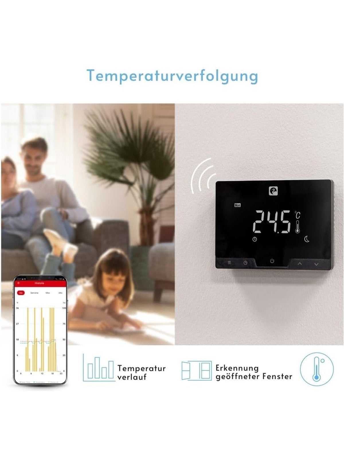Garza Wireless Wifi Smart Thermostat für Kessel & Heizung Touch Alexa Google