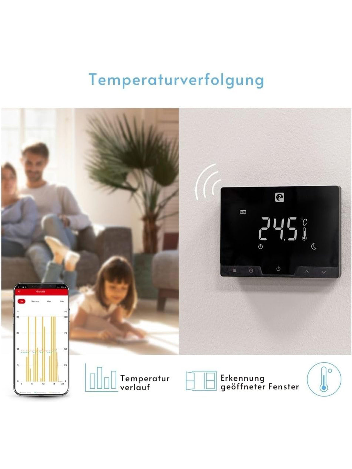 Garza Wireless Wifi Smart Thermostat für Kessel und Heizung Touch Alexa Google