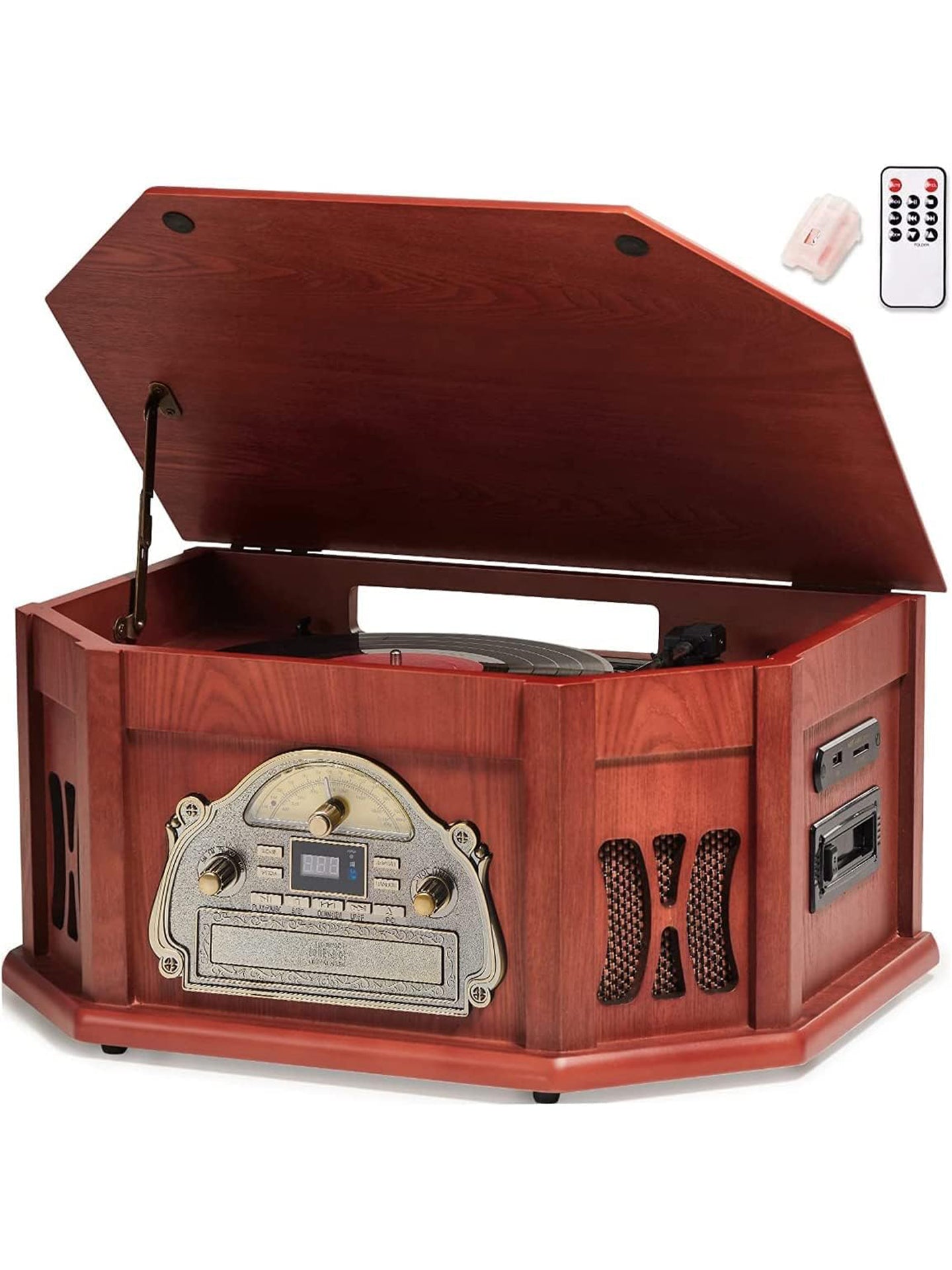 ORCC 10 in 1 Plattenspieler für Schallplatten mit Bluetooth Lautsprecher FM USB