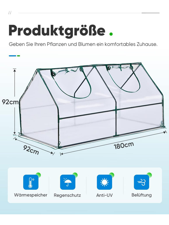 Quictent Foliengewächshaus Gewächshaus für Draußen 180x92x92 cm Reißverschluss